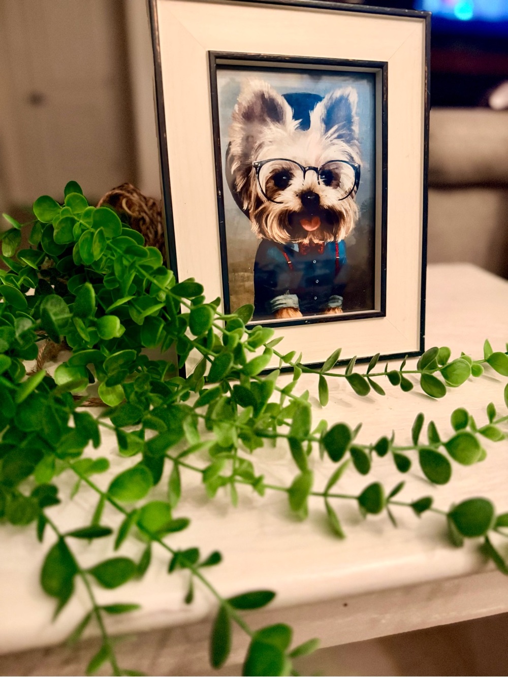 Framed Yorkie Dog Wall Art Yorkshire Terrier Decor